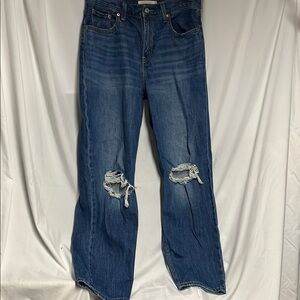 Levi's Blue Low Pro Straight Leg Jeans with Distressed Knees 29x29